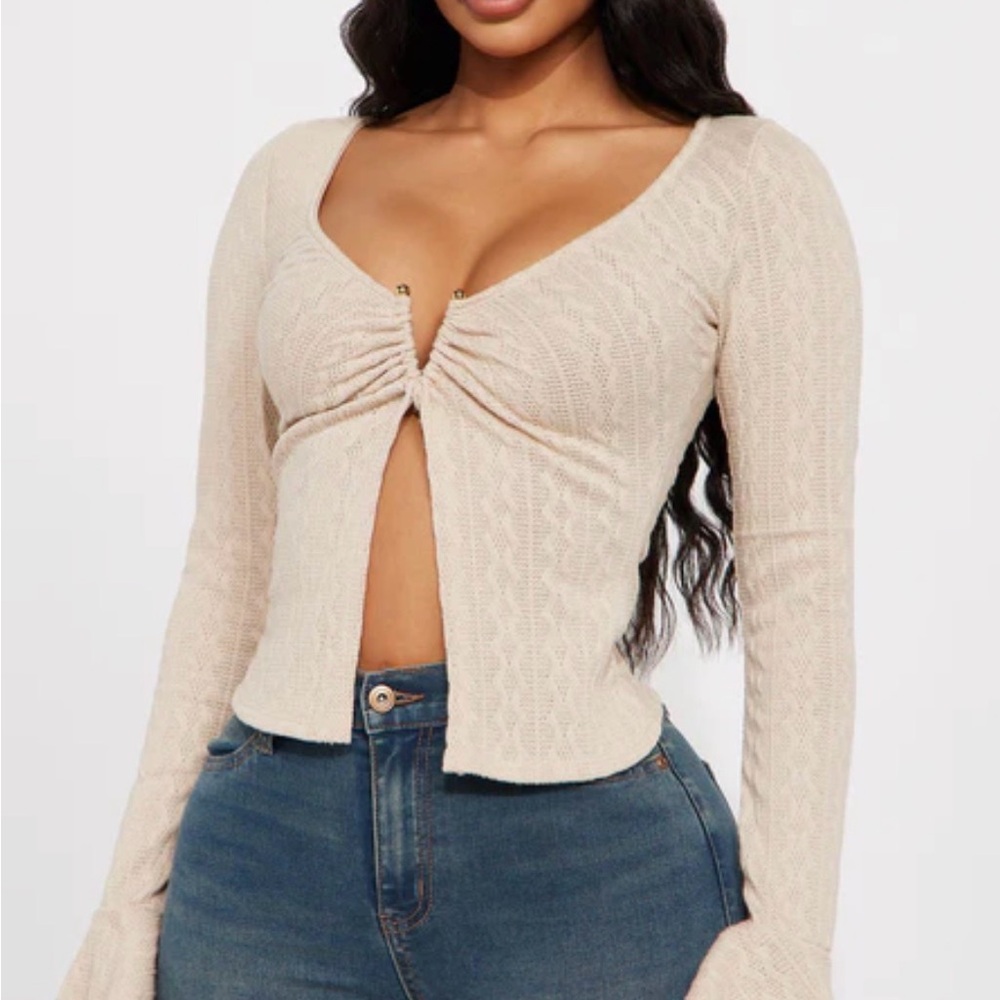 Fashion Nova Beige Long Sleeve Top - Picture 2 of 2